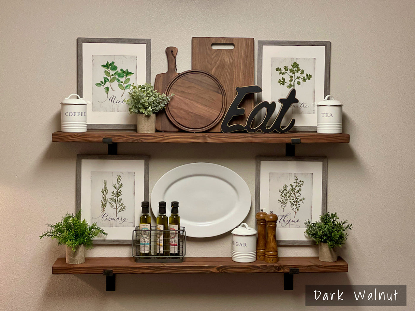 Thick Walnut Farmhouse Floating Shelves